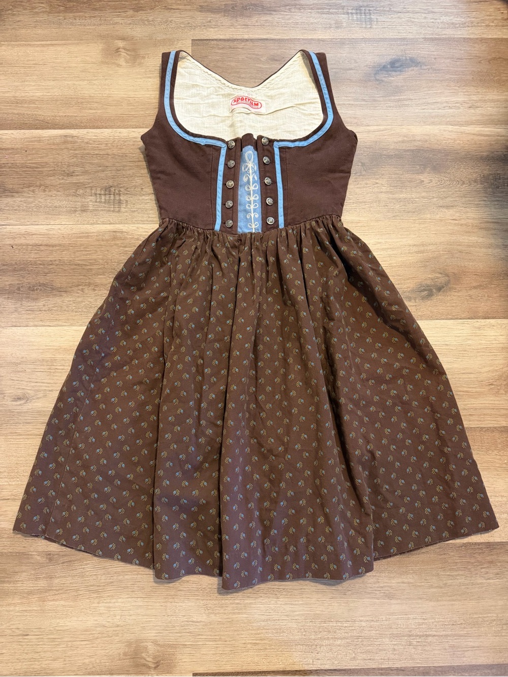 Sportalm Kitzbühel Vintage Corset Dirndl Midi Dress Size 40 M Brown Floral